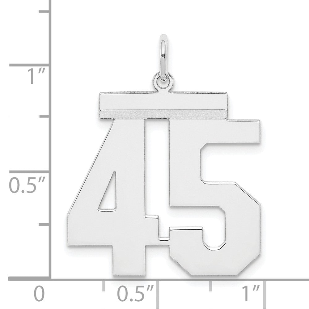 Sterling Silver/Rhodium-plated Polished Number 45 Charm