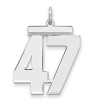 Sterling Silver/Rhodium-plated Polished Number 47 Charm