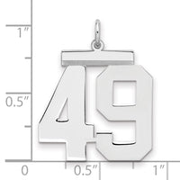 Sterling Silver/Rhodium-plated Polished Number 49 Charm