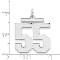 Sterling Silver/Rhodium-plated Polished Number 55 Charm