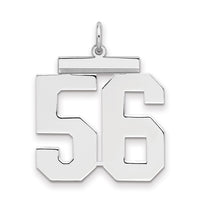 Sterling Silver/Rhodium-plated Polished Number 56 Charm