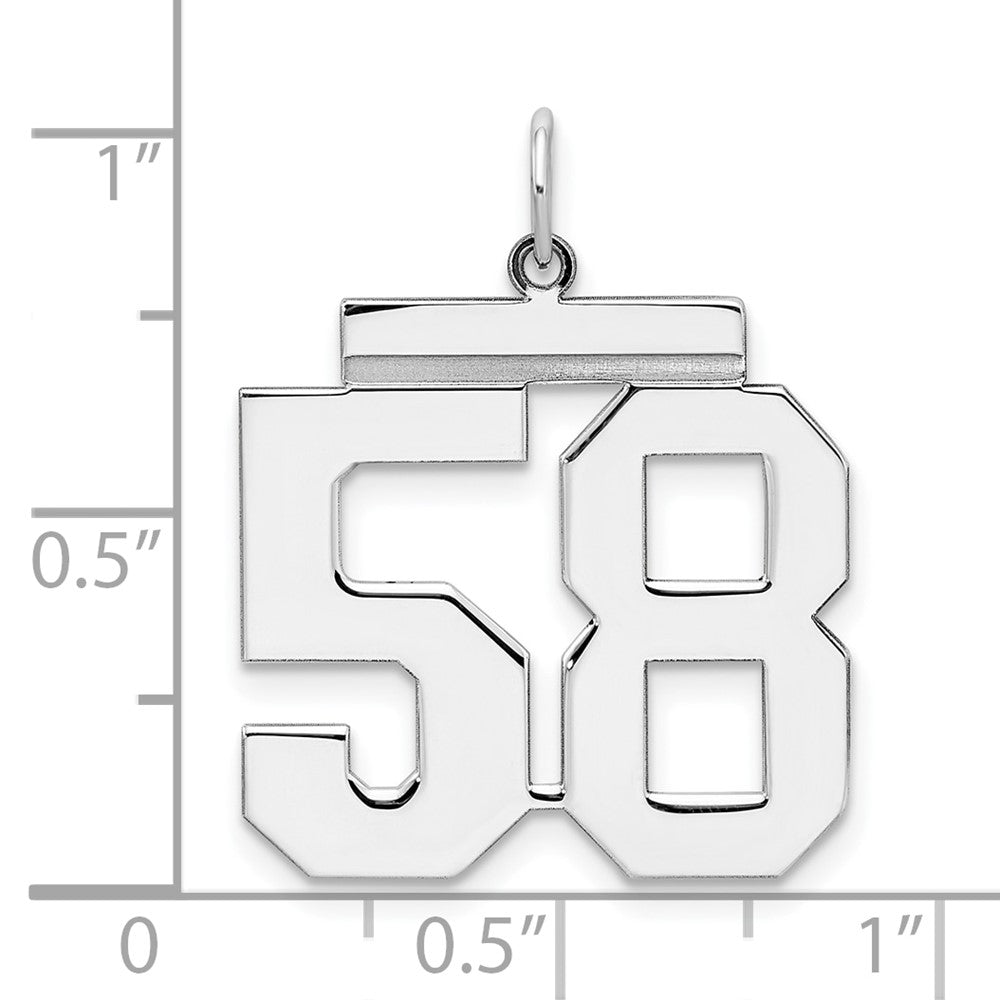Sterling Silver/Rhodium-plated Polished Number 58 Charm