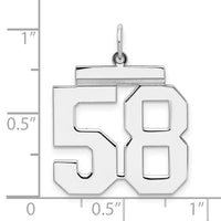 Sterling Silver/Rhodium-plated Polished Number 58 Charm