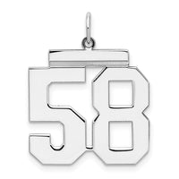 Sterling Silver/Rhodium-plated Polished Number 58 Charm