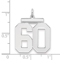 Sterling Silver/Rhodium-plated Polished Number 60 Charm