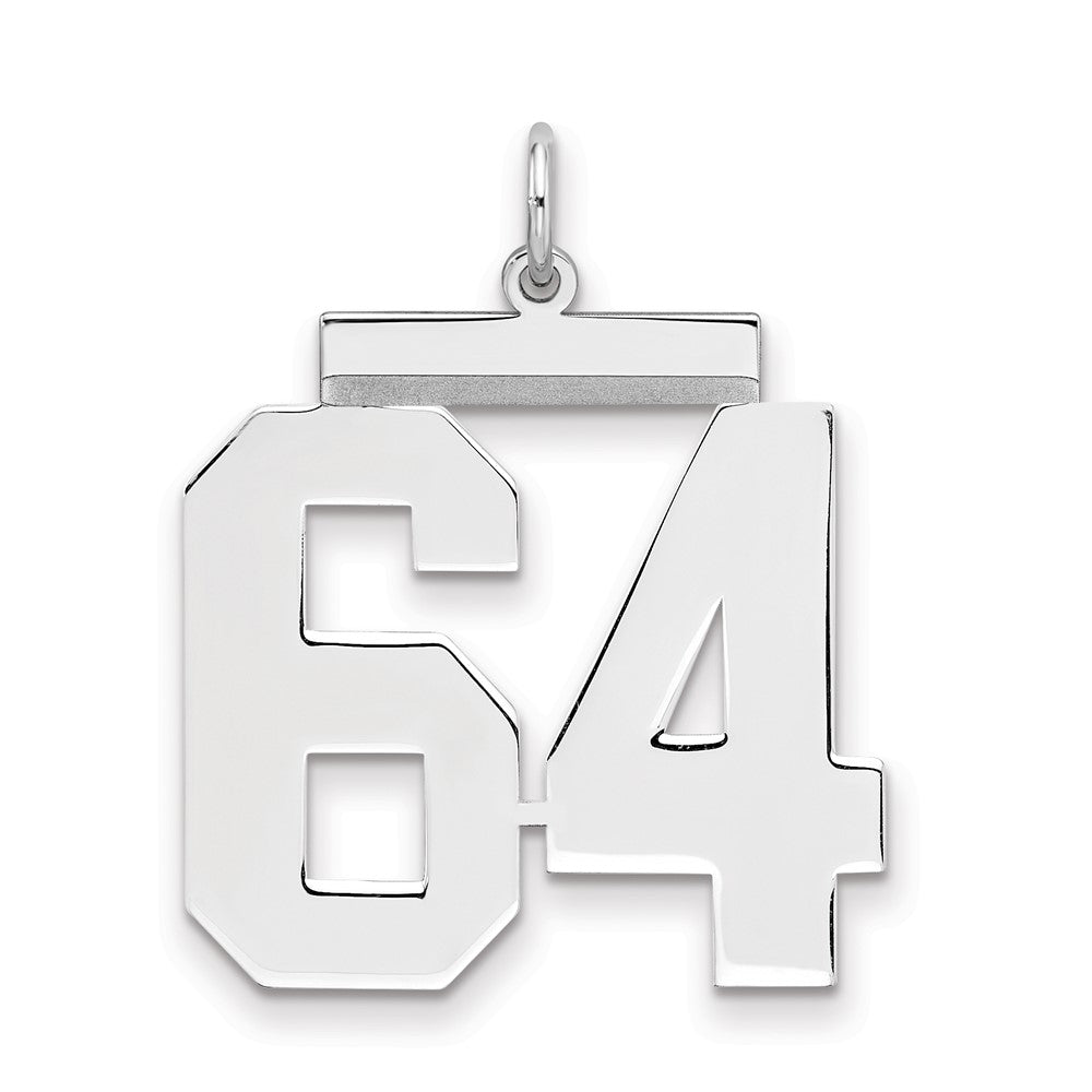 Sterling Silver/Rhodium-plated Polished Number 64 Charm