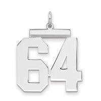 Sterling Silver/Rhodium-plated Polished Number 64 Charm