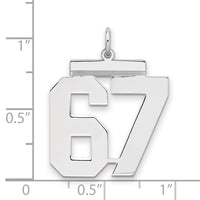 Sterling Silver/Rhodium-plated Polished Number 67 Charm