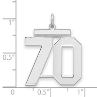 Sterling Silver/Rhodium-plated Polished Number 70 Charm