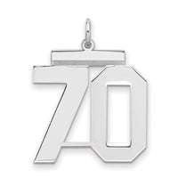 Sterling Silver/Rhodium-plated Polished Number 70 Charm