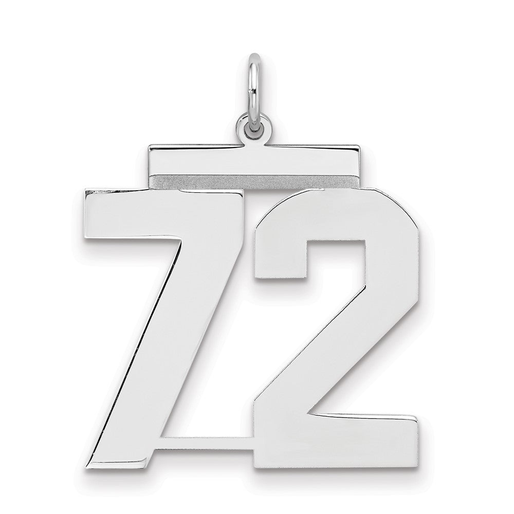 Sterling Silver/Rhodium-plated Polished Number 72 Charm