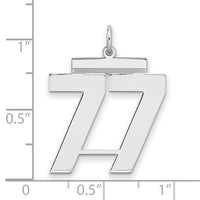 Sterling Silver/Rhodium-plated Polished Number 77 Charm