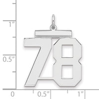 Sterling Silver/Rhodium-plated Polished Number 78 Charm