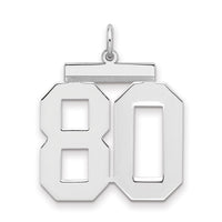 Sterling Silver/Rhodium-plated Polished Number 80 Charm