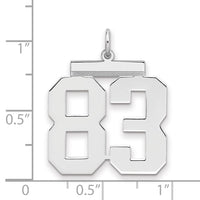 Sterling Silver/Rhodium-plated Polished Number 83 Charm