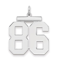 Sterling Silver/Rhodium-plated Polished Number 86 Charm
