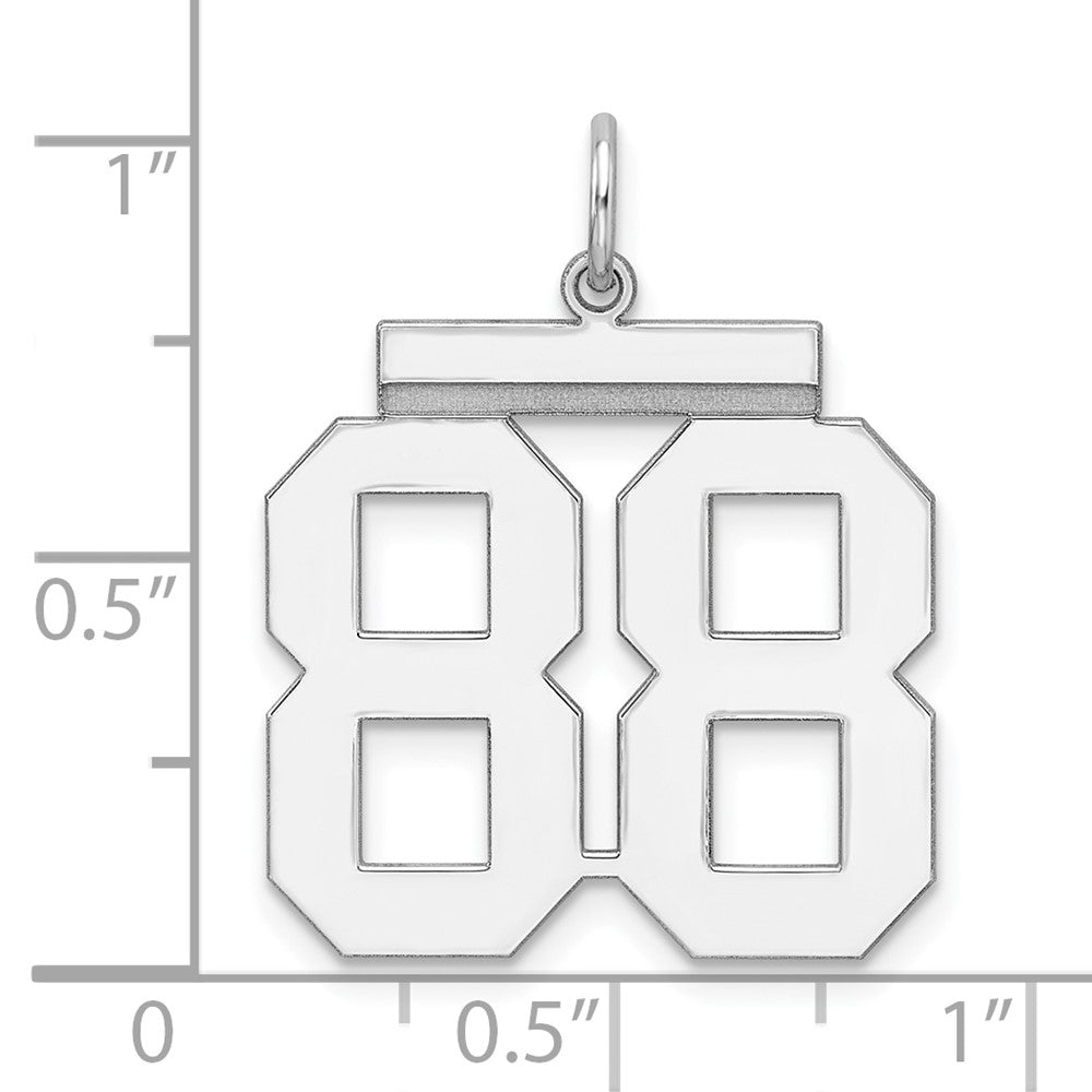 Sterling Silver/Rhodium-plated Polished Number 88 Charm