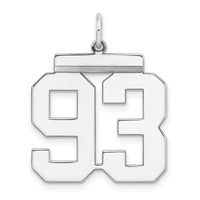 Sterling Silver/Rhodium-plated Polished Number 93 Charm