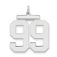 Sterling Silver/Rhodium-plated Polished Number 99 Charm
