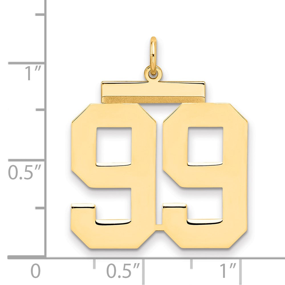 Sterling Silver Gold plated Polished Number 99 Charm