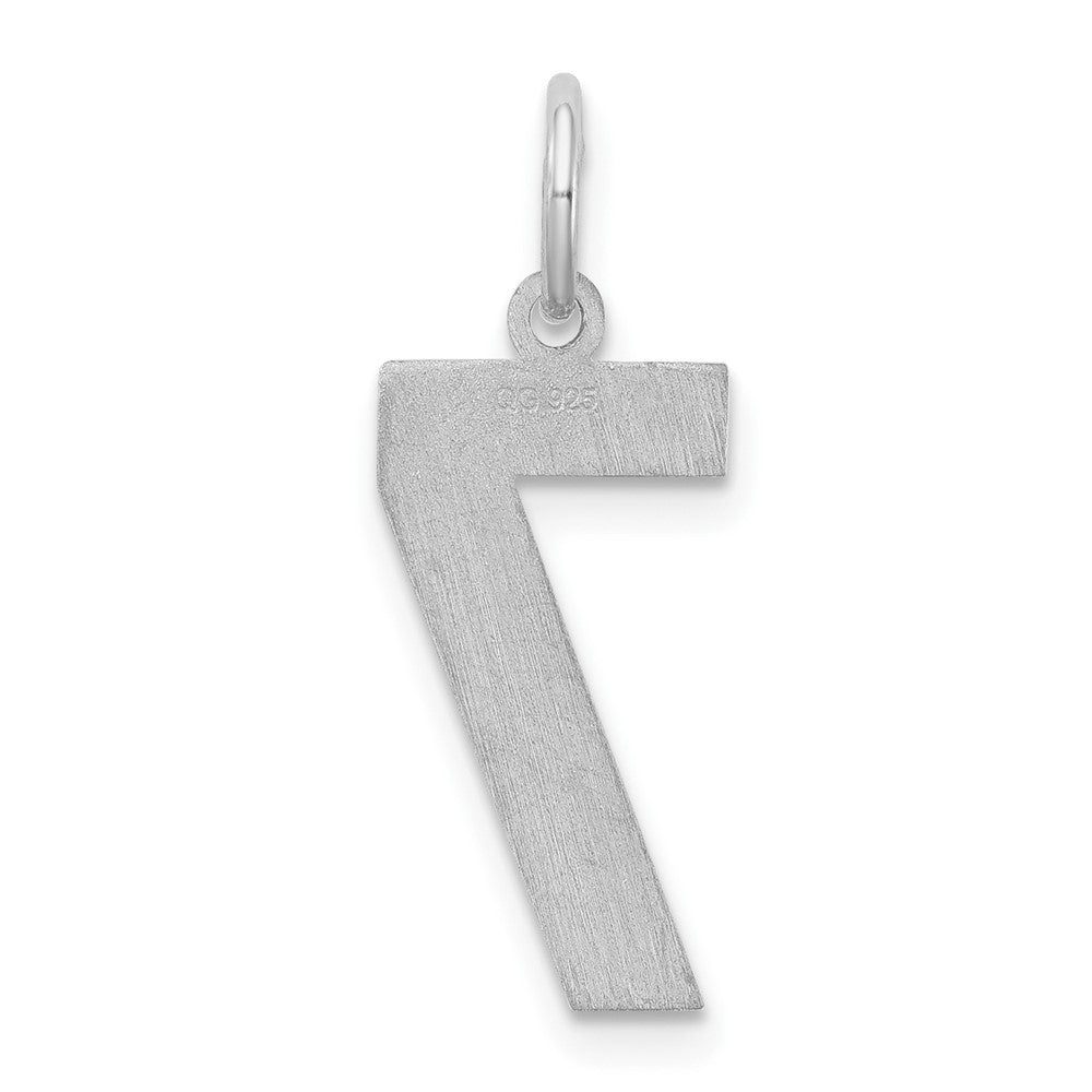 Sterling Silver/Rhodium-plated Satin Number 7 Charm