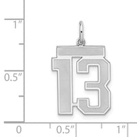 Sterling Silver/Rhodium-plated Satin Number 13 Charm