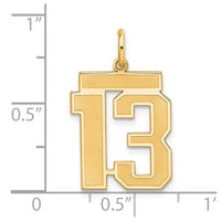 Sterling Silver/Gold-plated Satin Number 13 Charm