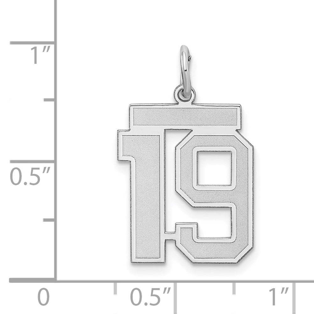 Sterling Silver/Rhodium-plated Satin Number 19 Charm