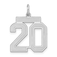 Sterling Silver/Rhodium-plated Satin Number 20 Charm