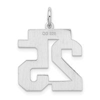 Sterling Silver/Rhodium-plated Satin Number 25 Charm