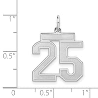 Sterling Silver/Rhodium-plated Satin Number 25 Charm