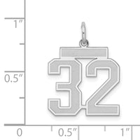 Sterling Silver/Rhodium-plated Satin Number 32 Charm