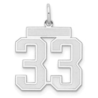 Sterling Silver/Rhodium-plated Satin Number 33 Charm