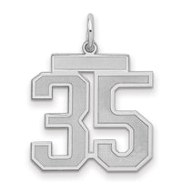 Sterling Silver/Rhodium-plated Satin Number 35 Charm