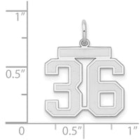 Sterling Silver/Rhodium-plated Satin Number 36 Charm