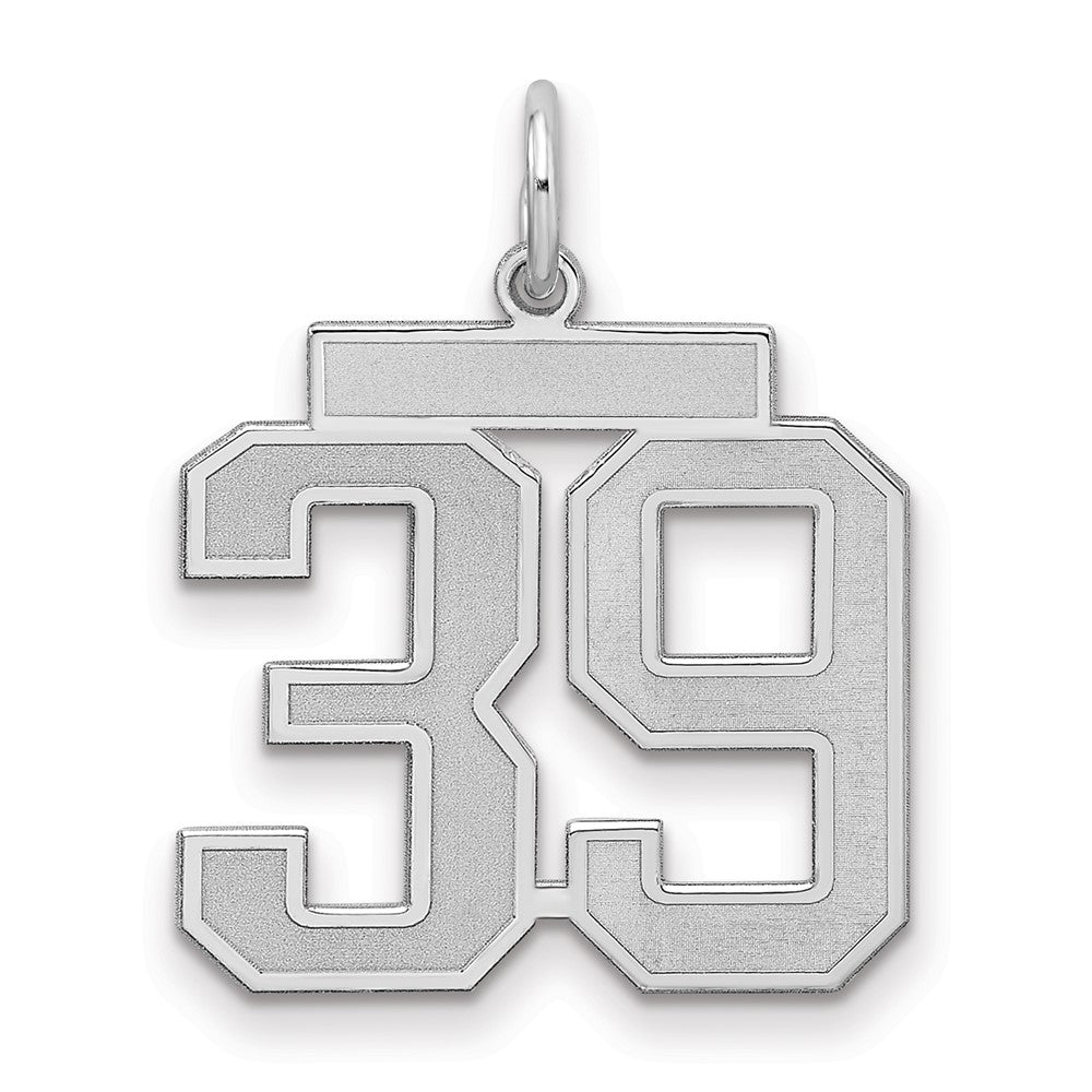 Sterling Silver/Rhodium-plated Satin Number 39 Charm