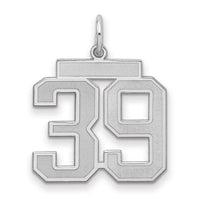 Sterling Silver/Rhodium-plated Satin Number 39 Charm