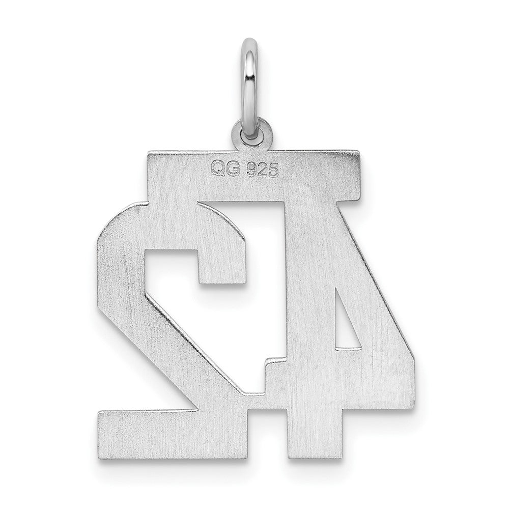 Sterling Silver/Rhodium-plated Satin Number 42 Charm