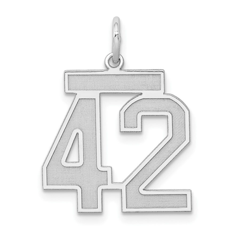 Sterling Silver/Rhodium-plated Satin Number 42 Charm