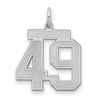 Sterling Silver/Rhodium-plated Satin Number 49 Charm