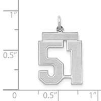 Sterling Silver/Rhodium-plated Satin Number 51 Charm