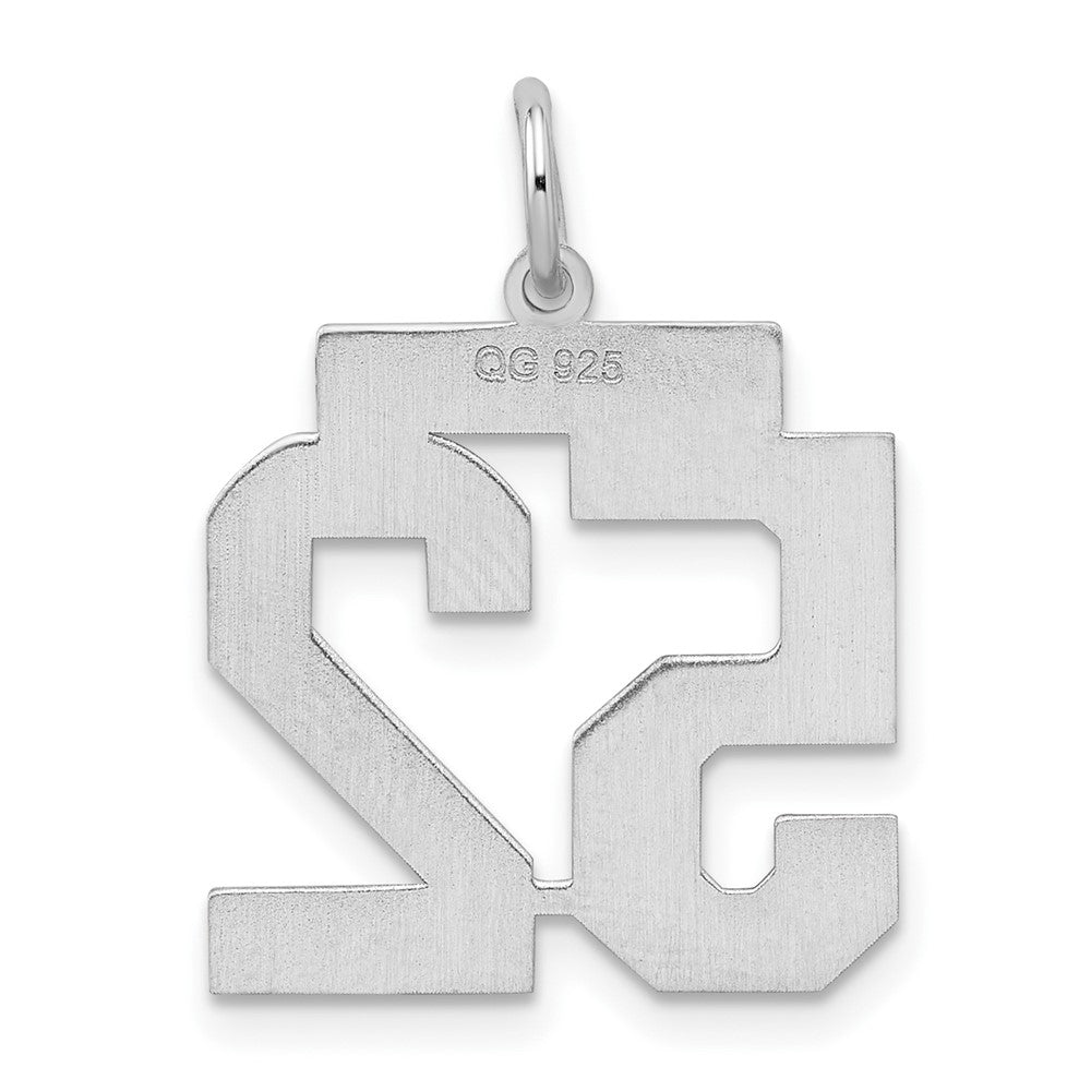 Sterling Silver/Rhodium-plated Satin Number 52 Charm