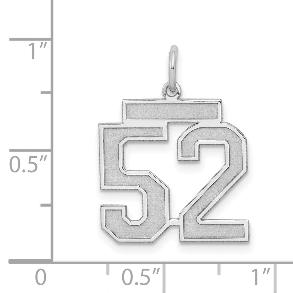 Sterling Silver/Rhodium-plated Satin Number 52 Charm