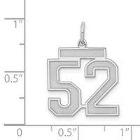 Sterling Silver/Rhodium-plated Satin Number 52 Charm
