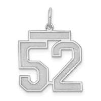 Sterling Silver/Rhodium-plated Satin Number 52 Charm