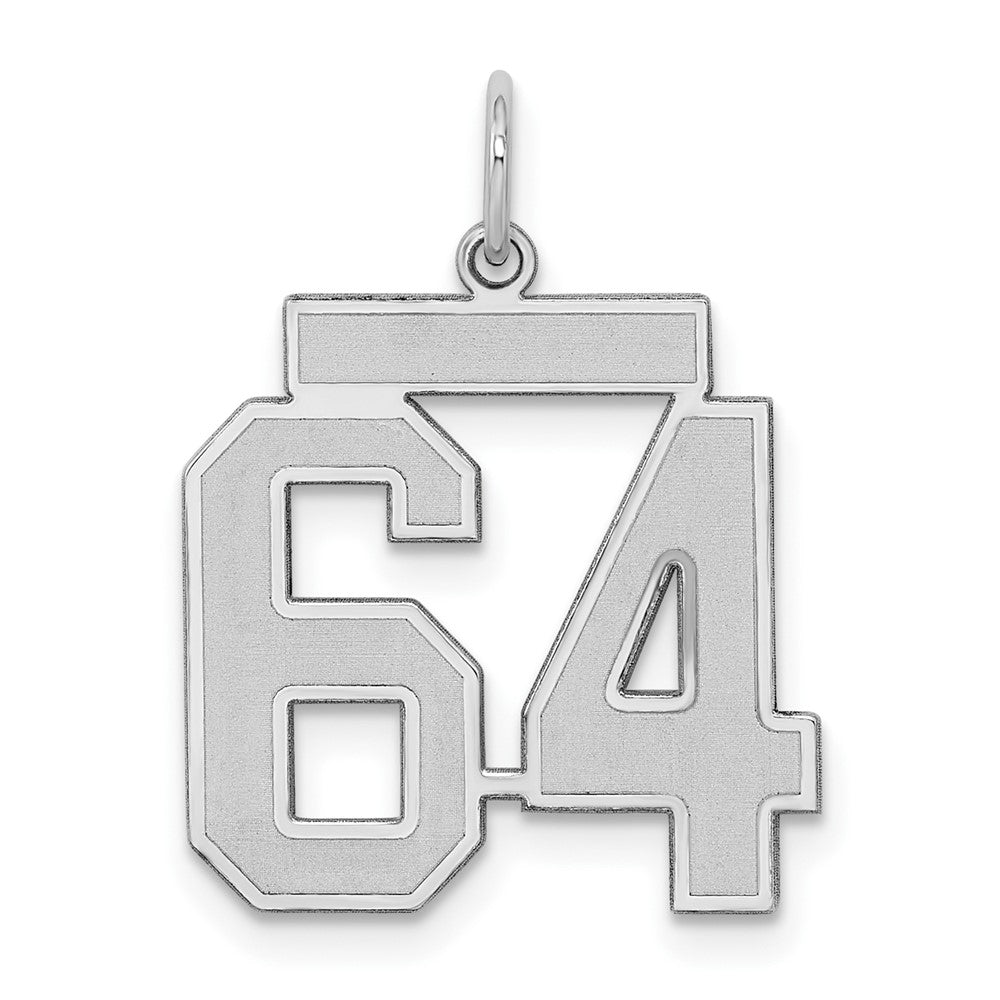 Sterling Silver/Rhodium-plated Satin Number 64 Charm