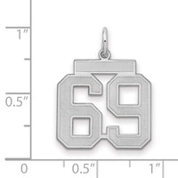 Sterling Silver/Rhodium-plated Satin Number 69 Charm