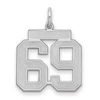 Sterling Silver/Rhodium-plated Satin Number 69 Charm