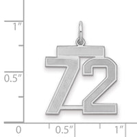 Sterling Silver/Rhodium-plated Satin Number 72 Charm