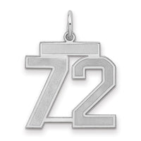 Sterling Silver/Rhodium-plated Satin Number 72 Charm